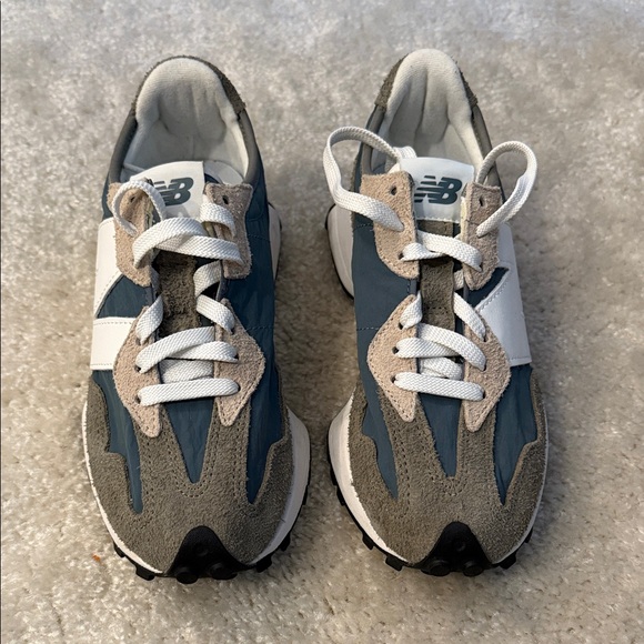 New Balance 327 Gray and Blue Athletic Shoes - Picture 1 of 5